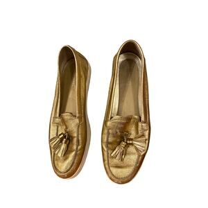 Gold Metallic Leather MICHAEL Michael Kors Tassel Fashion Loafers 7M